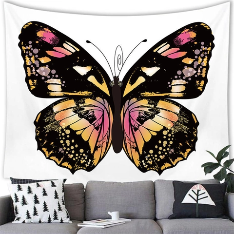 Aquarell Schmetterling Wandteppich Polyester Stoff Künstlerische Tiermotive Hintergrund Für Wohnzimmer Schlafzimmer Deko
