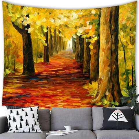 Polyester Landscape Oil Painting Tapestry Artistic Nature Scenery Wall Hanging For Home Living Room Bedroom Decor