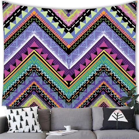 Bohemian Aztec Geometric Tapestry Polyester Wall Hanging Ethnic Tribal Art Decorative Fabric Blanket For Living Room Bedroom
