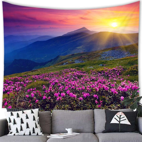 Arazzo Da Parete Paesaggio Natura Montagna Campo Di Fiori Decorazione In Tessuto Di Poliestere Per Soggiorno Camera Da Letto