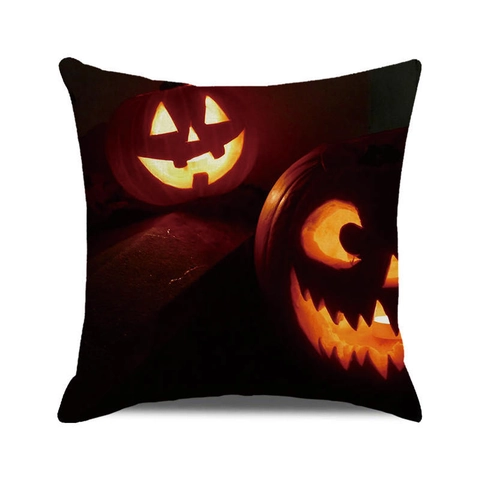 Halloween Pumpkin Cushion Cover Linen Cartoon Jack-O-Lantern Throw Pillow Case For Sofa Home Decor Party Decorative Pillowcase