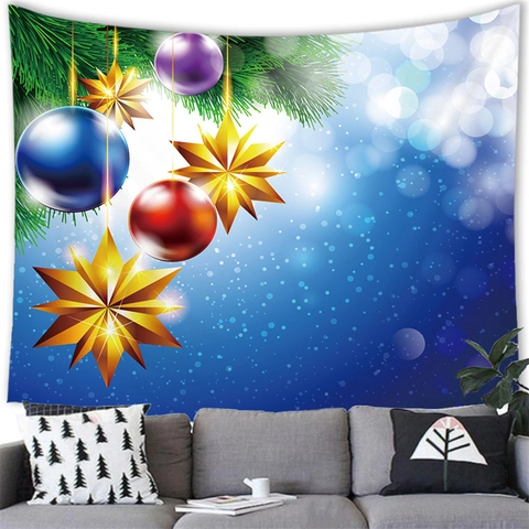 Weihnachten Wandteppich Wandbehang Aquarell Baum Schneeflocke Stern Dekorativ Polyester Stoff Für Wohnzimmer Schlafzimmer Party