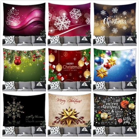 Weihnachten Wandteppich Wandbehang Aquarell Baum Schneeflocke Stern Dekorativ Polyester Stoff Für Wohnzimmer Schlafzimmer Party