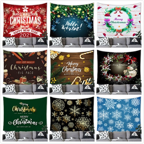 Tapiz de Muñeco de Nieve de Feliz Navidad para Colgar en la Pared Poliéster Piel de Melocotón Felpa Corta Decoración de Fiesta