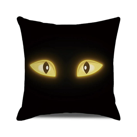 Federa per Cuscino in Lino per Halloween Happy Halloween Gatto Nero Zucca Copricuscino Decorativo per Divano Casa 45x45cm