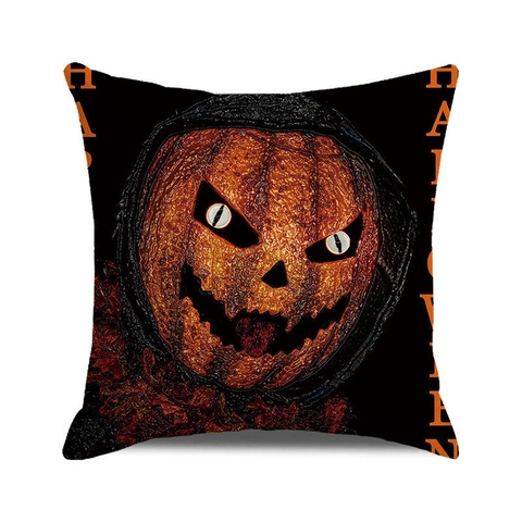 Halloween Pumpkin Lantern Linen Cushion Cover Ghost Bat Printed Square Throw Pillowcase For Sofa Home Decor Holiday Ornament