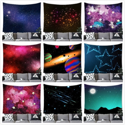 Arazzo da Parete Galassia Cielo Stellato Sogno Cosmico Nebulosa Paesaggio Forestale Tessuto in Poliestere Decorazione Sfondo Casa Per Camera da Letto Soggiorno