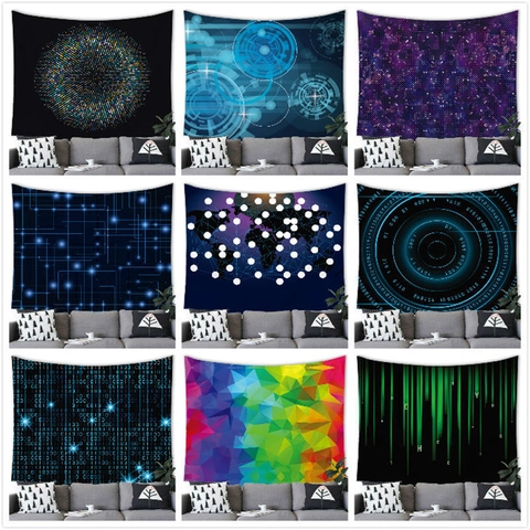 Abstract Deep Starry Sky Tapestry Tech Binary Code Wall Hanging Polyester Backdrop Modern Art Landscape Decorative Blanket