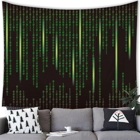 Abstract Deep Starry Sky Tapestry Tech Binary Code Wall Hanging Polyester Backdrop Modern Art Landscape Decorative Blanket