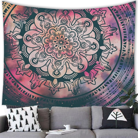 Arazzo Mandala Cielo Stellato Psichedelico Galassia Universo Appeso a Parete Bohemienne in Poliestere Coperta Decorativa per Soggiorno Camera da Letto