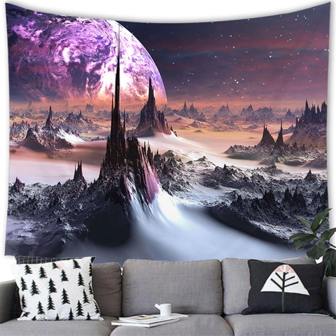 Arazzo da Parete con Paesaggio Pianeta Galassia da Sogno per Decorazione Camera da Letto Soggiorno Grande Telo da Parete in Poliestere