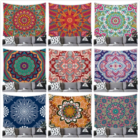 Bohemian Mandala Tapestry Wall Hanging Polyester Fabric Geometric Ethnic Pattern For Living Room Bedroom Home Decor
