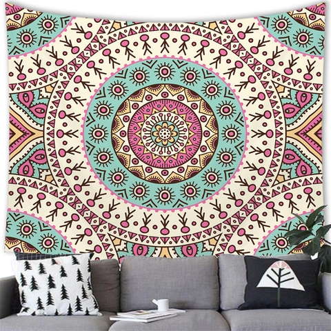Bohemian Mandala Tapestry Wall Hanging Polyester Fabric Geometric Ethnic Pattern For Living Room Bedroom Home Decor
