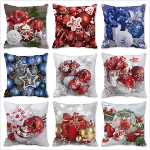 Funda de Cojín de Navidad Piel de Melocotón Cuadrada Funda de Almohada para Sofá Decoración del Hogar Fiesta Festiva Adorno