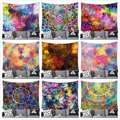 Galaxy Mandala Tapestry Wall Hanging Bohemian Hippie Psychedelic Universe Art Decor For Living Room Bedroom Polyester Fabric
