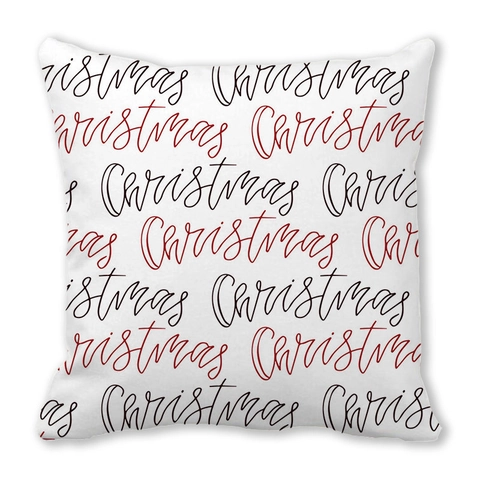 Joyeux Noël Bonne Année Housse de Coussin en Peau de Pêche Décorative Carrée pour Canapé Maison Fête Décoration