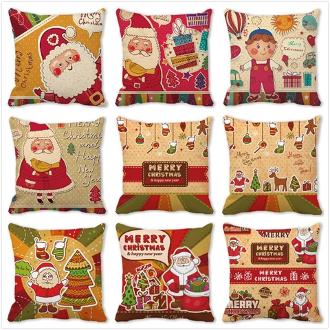 Christmas Santa Claus Cushion Cover Peach Skin Velvet Decorative Throw Pillow Case For Sofa Home Xmas Party Holiday Decor