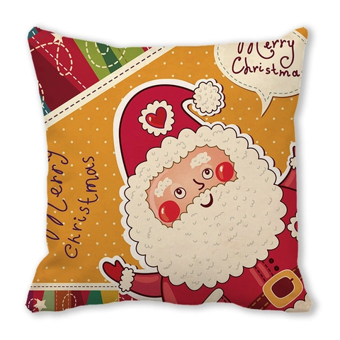 Christmas Santa Claus Cushion Cover Peach Skin Velvet Decorative Throw Pillow Case For Sofa Home Xmas Party Holiday Decor