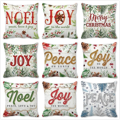 Vrolijk Kerstfeest Perzikhuid Fluwelen Kussenhoes Decoratieve Vierkante Kussensloop Voor Bank Thuis Feest Kerst Feestelijke Letterprint