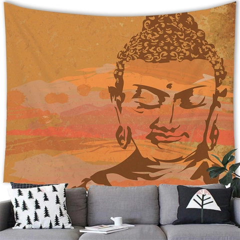 Zen Buddha Wall Tapestry Indian Mandala Lotus Flower Wall Hanging Polyester Fabric Spiritual Yoga Meditation Room Decor Art