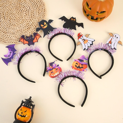 Halloween Pumpkin Ghost Bat Headband Funny Party Cosplay Props Novelty Costume Headwear Accessories For Kids Adults