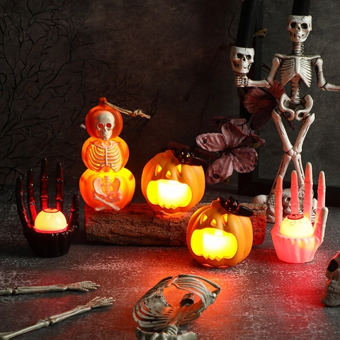 Halloween LED Pumpkin Lantern Skeleton Hand Eyeball Light Haunted House Party Atmosphere Decor Prop Festive Ornament