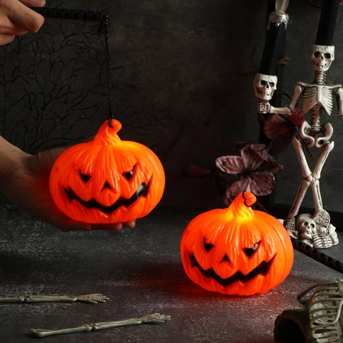 Halloween Kürbis Laterne LED Leuchtende Tragbare Kunststoff Jack O Lantern Dekoration Requisite Für Party Zuhause
