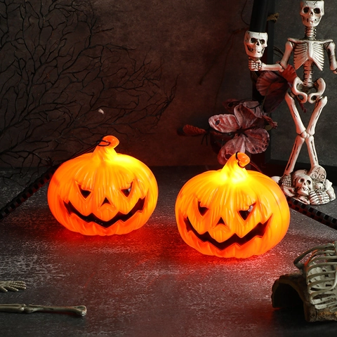 Halloween Kürbis Laterne LED Leuchtende Tragbare Kunststoff Jack O Lantern Dekoration Requisite Für Party Zuhause