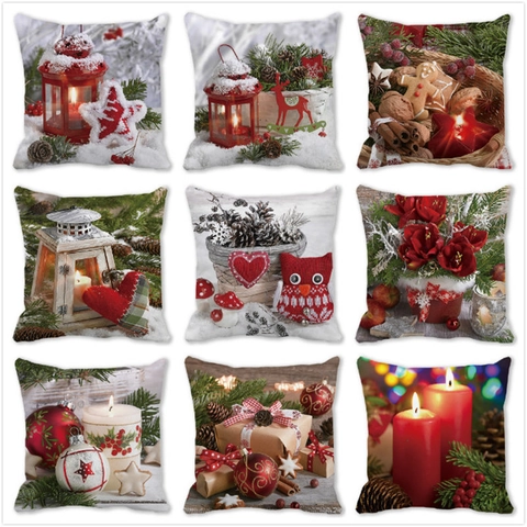 Merry Christmas Peach Skin Velvet Cushion Cover Festive Winter Pattern Decorative Pillow Case For Sofa Home Decor Winter Holiday Themed Design