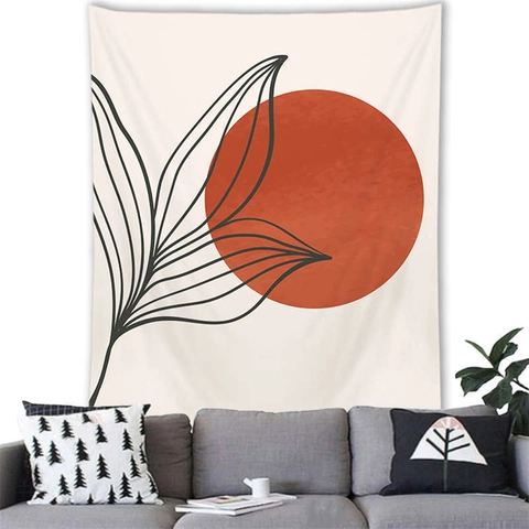 Abstract Botanical Wall Tapestry Polyester Fabric Nordic Morandi Minimalist Decorative Hanging For Living Room Bedroom