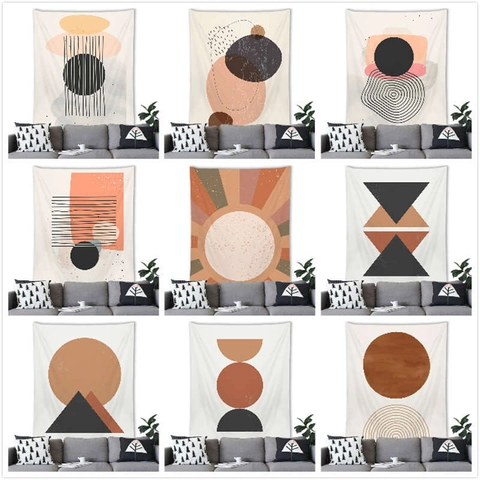 Tapiz De Pared Geométrico Abstracto Nórdico Poliéster Minimalista Morandi Decoración De Pared Para Sala De Estar Dormitorio