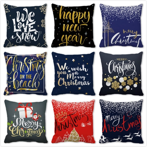 Fröhliche Weihnachten Kissenbezug Quadrat Pfirsichhaut Dekorative Kissenhülle Neujahr Feiertag Haus Deko Für Sofa Couch Wohnzimmer