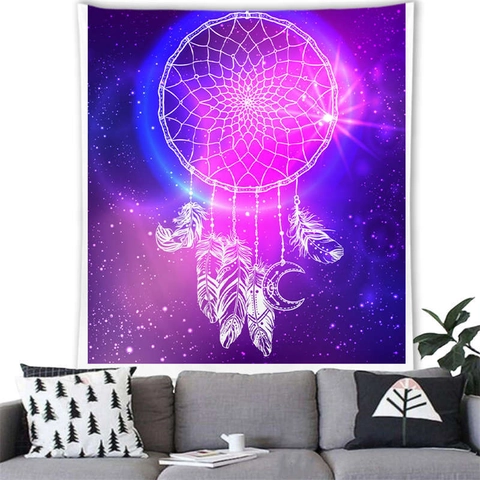 Bohemian Dreamcatcher Tapestry Polyester Wall Hanging Mystical Galaxy Feather Background For Bedroom Living Room Home Decor