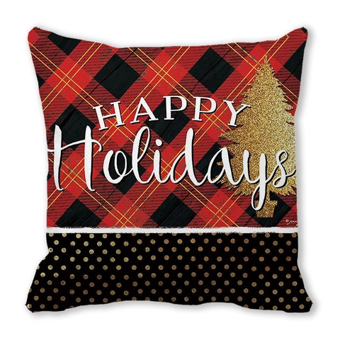 Christmas Throw Pillow Cover Peach Skin Velvet Buffalo Plaid Reindeer Snowflake Decorative Square Cushion Case For Sofa Home Decor