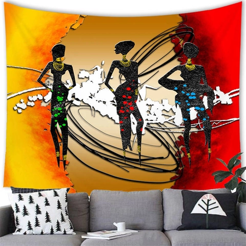African Ethnic Women Silhouette Wall Tapestry Abstract Art Polyester Backdrop For Living Room Home Wall Hanging Decor