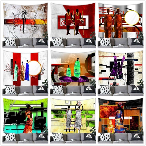 African Ethnic Women Silhouette Wall Tapestry Abstract Art Polyester Backdrop For Living Room Home Wall Hanging Decor