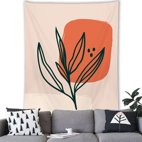 Nordic Morandi Botanical Tapestry Wall Hanging Minimalist Polyester Plant Leaf Pattern Decorative Tapestry For Living Room Home Art
