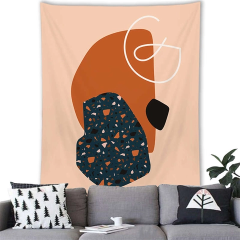 Arazzo Nordic Morandi Astratto Geometrico Moderno Poliestere Decorazione Parete Per Soggiorno Camera Da Letto Ufficio
