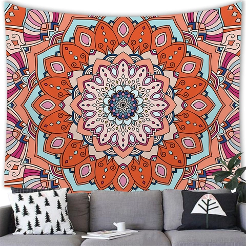 Tapiz De Pared Artístico Poliéster Colorido Mandala Bohemio Retro Patrón Tela De Fondo Decorativa Para El Hogar