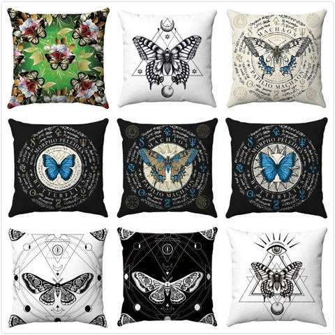 Butterfly Moth Mystical Geometric Square Cushion Cover Soft Plush Decorative Throw Pillow Case For Sofa Living Room Home Decor