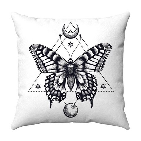 Butterfly Moth Mystical Geometric Square Cushion Cover Soft Plush Decorative Throw Pillow Case For Sofa Living Room Home Decor