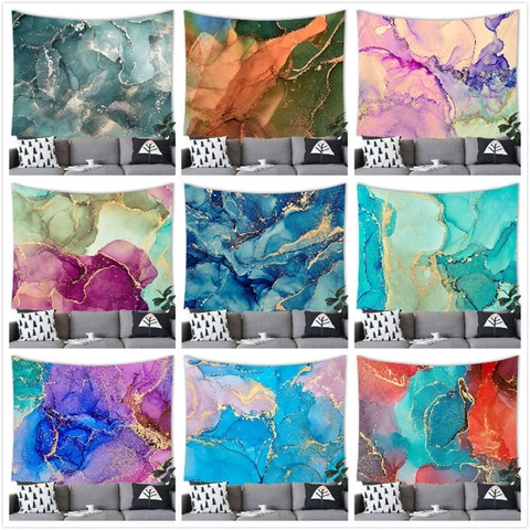 Abstrakte Aquarell Marmor Textur Wandteppich Wandbehang Moderne Fluid Art Polyester Stoff Dekor Für Wohnzimmer Schlafzimmer Wohnheim