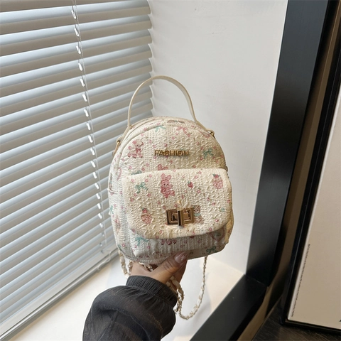 Süßer Bär Druck Mini Rucksack Für Damen PU Leder Mode Kleine Umhängetasche Mit Metallkette Riemen Casual Reise Tagesrucksack