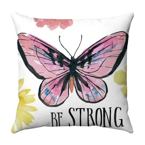 Watercolor Butterfly Flower Pattern Cushion Cover Short Plush Square Decorative Throw Pillow Case For Sofa Home Office