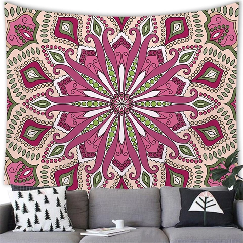 Tapiz De Pared Mandala Estilo Bohemio Patrón Floral Geométrico Tela De Poliéster Fondo Decorativo Para Sala De Estar Dormitorio