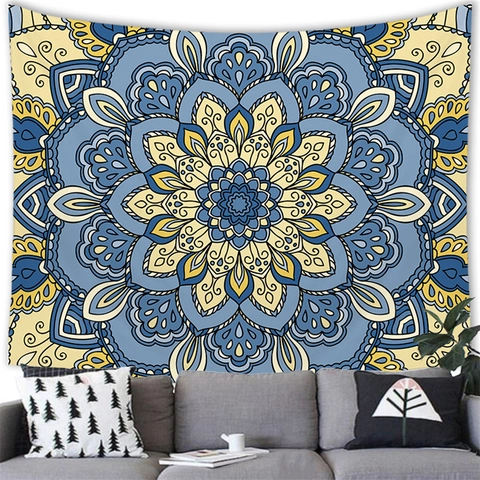 Tapiz de Pared Mandala Bohemio de Poliéster Mándala Flor Colgante para Dormitorio Sala de Estar Casa Decor Multicolor Arte Geométrico
