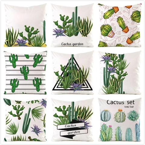 Satin Deko Kissenbezug Kaktus Sukkulenten Muster Digitaldruck Quadratischer Kissenhülle Für Sofa Wohnzimmer Home Deko