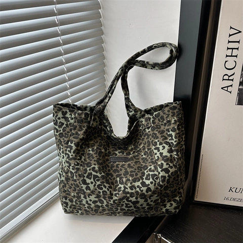 Borsa Tote In Tela Con Stampa Leopardata Zebra Grande Capacità Borsa A Spalla Con Tasca Frontale Moda Casual Per Donna