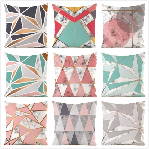 Kissenbezug Aus ImitationsSatin Geometrisches Marmormuster Modernes Nordisches Quadratisches Deko Kissen Für Sofa Wohnzimmer