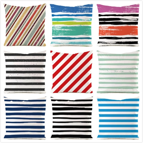 Modern Striped Satin Decorative Pillowcase Soft Square Cushion Cover For Sofa Bedroom Office Living Room Home Decor